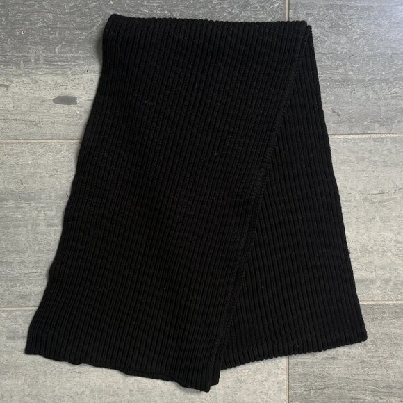 Brooks Brothers 100% Merino Wool Knit Scarf Black One Size - Picture 1 of 6